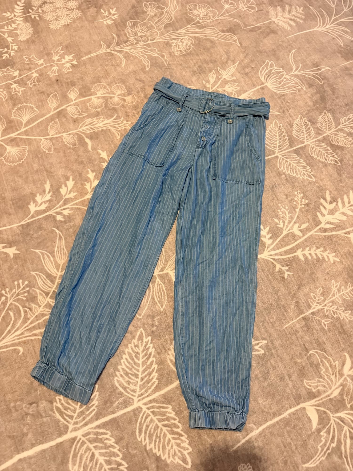 Indigo rein Striped Paperbag Waist Jogger Pants size M